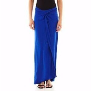 🛑TEMPORARY HOLD🛑 NWOT Bisou Royal Blue Wrap Knot Maxi Skirt